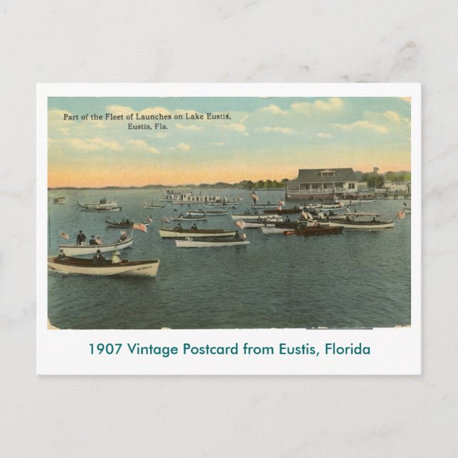 Carte Postale Eustis, FL - Flotte de Bateaux - 1907 (Devant)