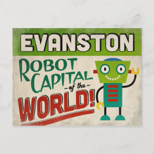 Carte Postale Evanston Illinois Robot - Vintage amusant