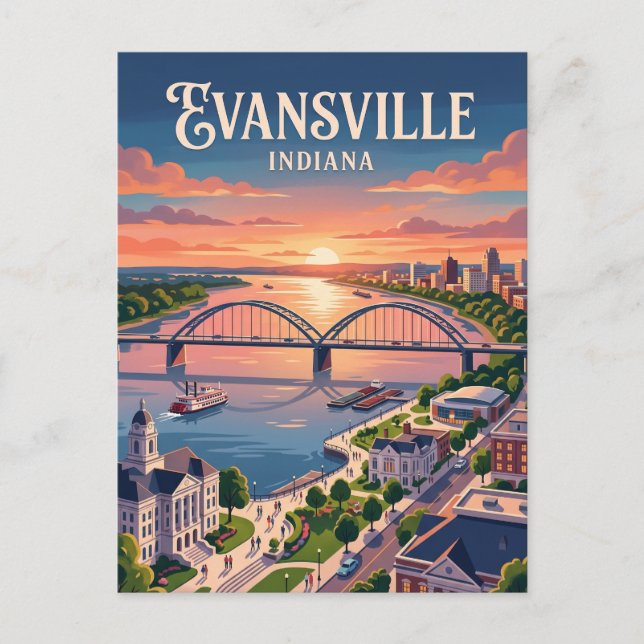 Carte Postale Evansville, Indiana (Devant)