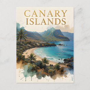 Carte Postale Évasion Côtière Art Déco des Îles Canaries