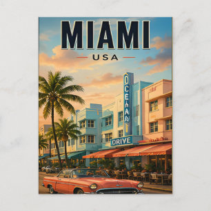 Carte Postale Évasion côtière colorée à Miami Floride