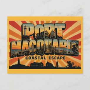 Carte Postale Évasion côtière de Port Macquarie NSW Art vintage