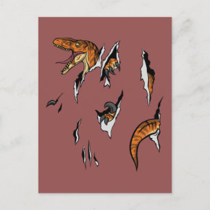 Carte Postale Évasion de vélociraptor