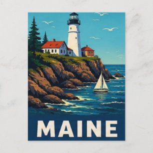 Carte Postale 🌊 Évasion du phare du port du Maine