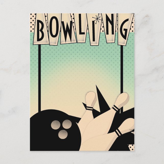 Carte Postale Événement de soirée Bowling Rétro Vintage (Devant)