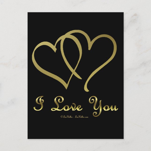Carte Postale Eventré Gold Hearts i Love You (Devant)