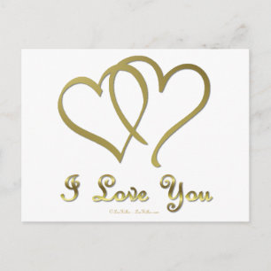 Carte Postale Eventré Gold Hearts i Love You