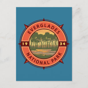 Carte Postale Everglades Parc National Sunset Retro Compass