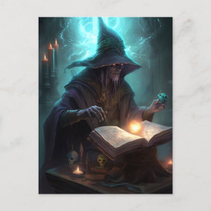 Carte Postale Evil Dark Wizard Mage Magique Imaginaire Art