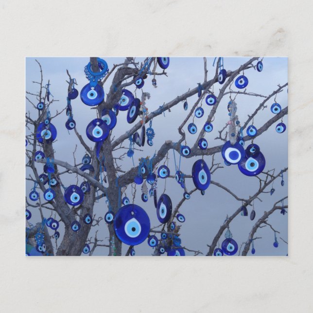 Carte Postale Evil Eye Tree, Blue Nazar Amulet accessoires de ch (Devant)