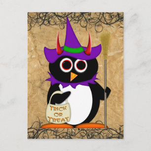 Carte postale Evil Penguin Halloween Witch