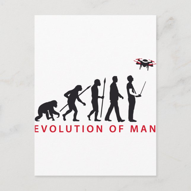 Carte Postale évolution de l'homme contrôlant le drone (Devant)