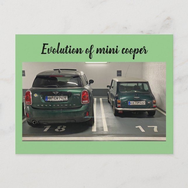 Carte Postale Évolution de mini cooper (Devant)