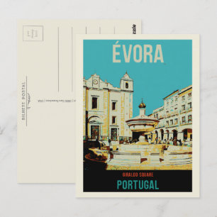Carte Postale Evora Giraldo carré illustration Portugal