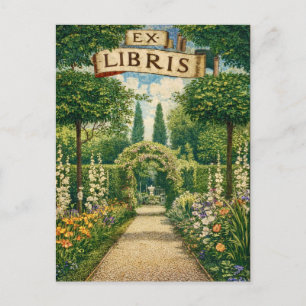 Carte Postale Ex Libris de jardin vintage 