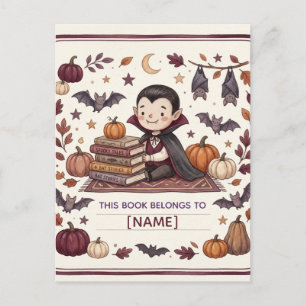 Carte Postale Ex-libris personnalisé pour enfants avec un vampir