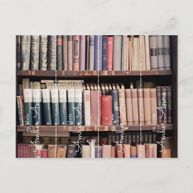 Carte Postale ex libris signet personnalisé marque-page coupé le (Devant)