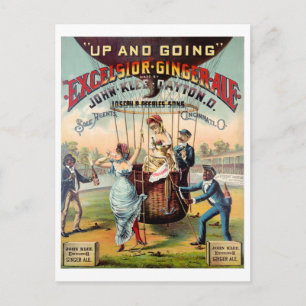 Carte Postale Excelsior Ginger Ale Poster vintage restauré