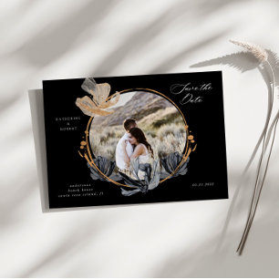 Carte Postale Exclusive Gold Black Floral Enregistrer la date