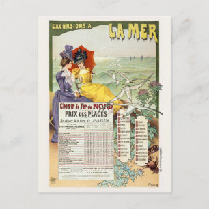 Carte Postale Excursions à la mer France Poster vintage 1895