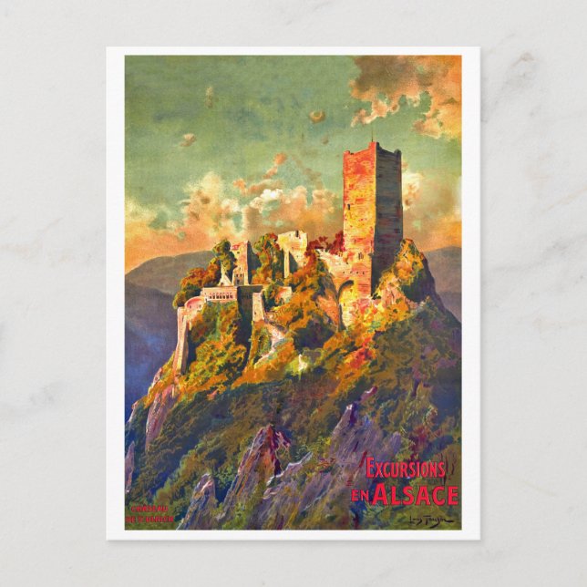 Carte Postale Excursions en Alsace, France, voyage vintage (Devant)
