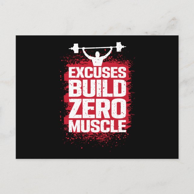Carte Postale Excuses Build zero Muscle (Devant)