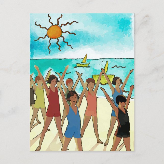 Carte Postale Exercice pour enfants sur la plage (Devant)