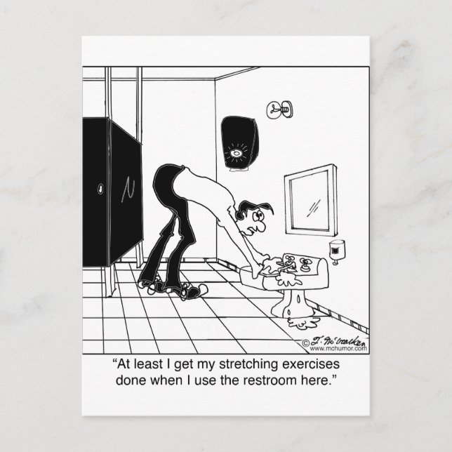 Carte Postale Exercices d'étirement dans des toilettes (Devant)