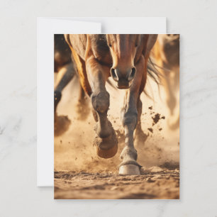 Carte Postale Exode Equin Courant Chevaux Artwor Photoréaliste