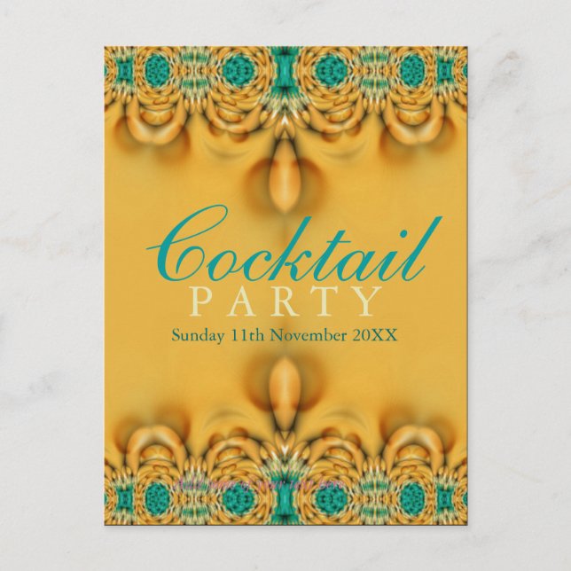 Carte postale Exotic Gold & Turquoise Party Invita (Devant)