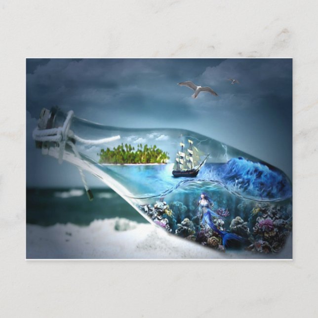 Carte Postale Expédier dans une bouteille (Devant)
