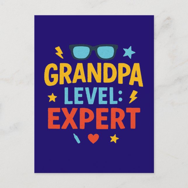 Carte Postale expert niveau papy (style cartoon) (Devant)