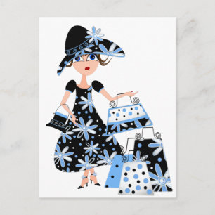 Carte Postale Expert Shopper en bleu