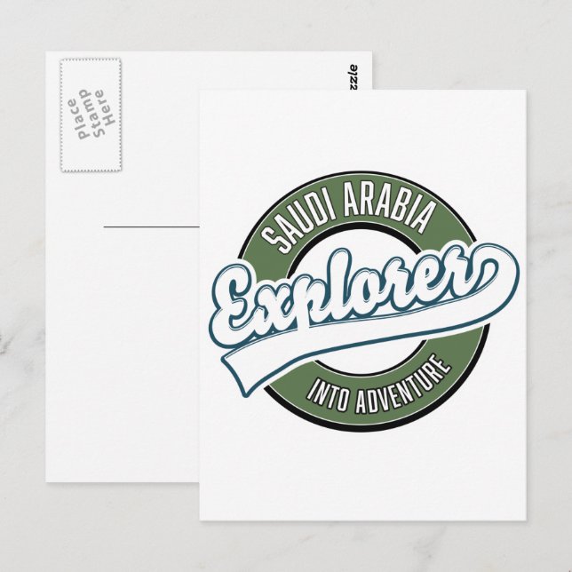 Carte Postale explorateur d'Arabie saoudite dans le logo d'avent (Devant / Derrière)