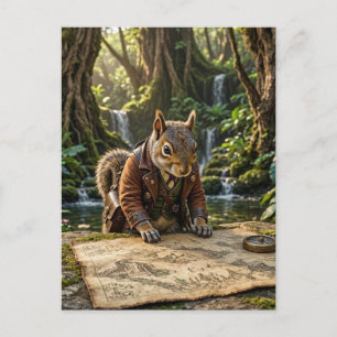 Carte Postale Explorateur Écureuil Mignon