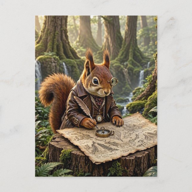 Carte Postale Explorateur Écureuil Mignon (Devant)
