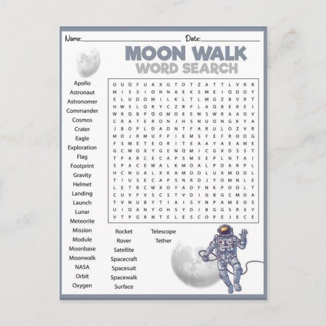 Carte Postale Exploration Spatiale Moon Walk (Devant)