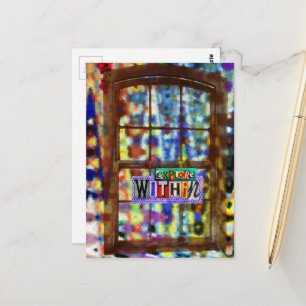 Carte Postale Explorer à l'intérieur Collage de médias mixtes de