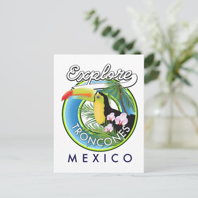 Carte Postale Explorer le logo rétro de Troncones Mexique (Debout devant)