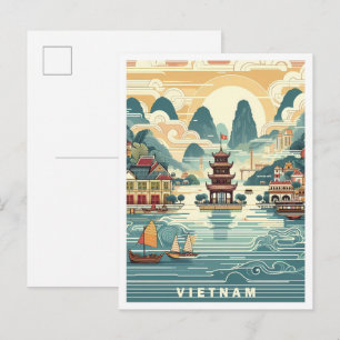 Carte Postale Explorer l'illustration de voyage vintage du Vietn
