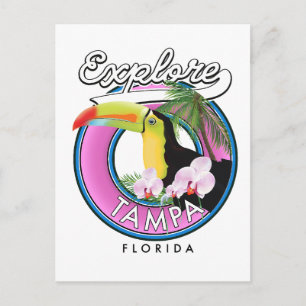 Carte Postale Explorer Tampa Floride logo rétro