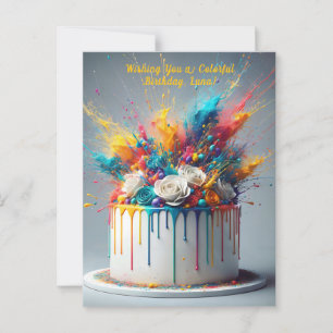 Carte Postale Explosion de Joie – Gâteau d'anniversaire joyeux