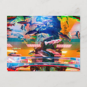 Carte Postale Exposition d'aquarium colorée avec des poissons