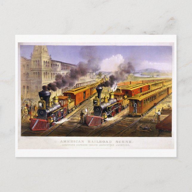 Carte Postale Express de foudre : Une scène ferroviaire américai (Devant)