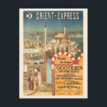 Carte Postale Express d'Orient France Poster vintage années 1910<br><div class="desc">Affiche de voyage vintage pour l'Express d'Orient. Publié vers 1910. Veuillez noter que nos affiches sont des reproductions de haute qualité basées sur des scans professionnels, très haute résolution des originaux. Notre processus de retouche manuelle n'implique pas l'utilisation de filtres qui enlèvent les détails ou la texture d'origine que vous...</div>