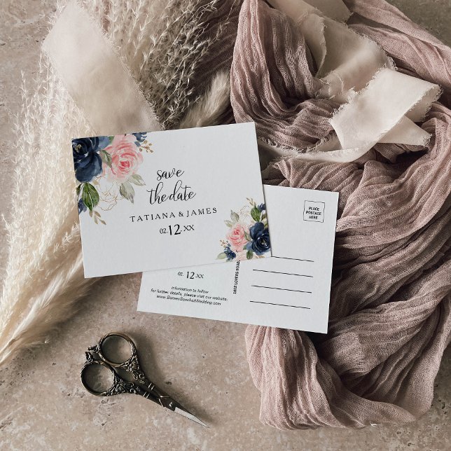 Carte Postale Exquise automne floral Enregistrer la date (Créateur téléchargé)