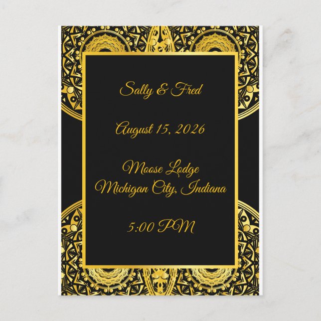 Carte Postale Exquisite High Resolution, Black And Gold Wedding (Devant)