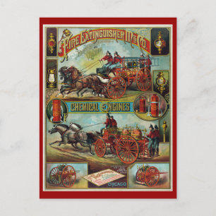Carte Postale Extincteurs d'incendie et moteurs chimiques
