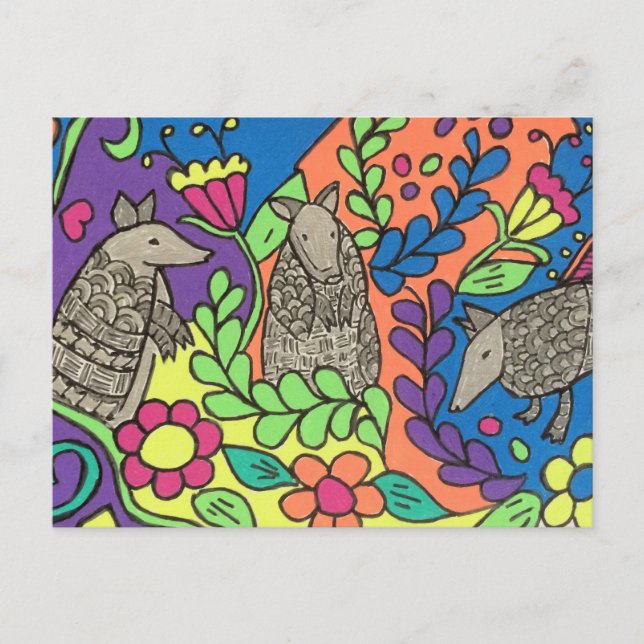 Carte Postale Extra Bright Whimsical Armadillos Postcard (Devant)
