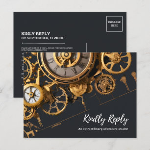 Carte Postale Extravaganza Steampunk Invitation Horlogerie Vinta